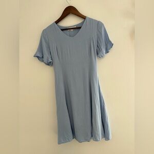 Light Blue Short Sleeve Dress |cottagecore a-line blue dress bohemian dress sz s